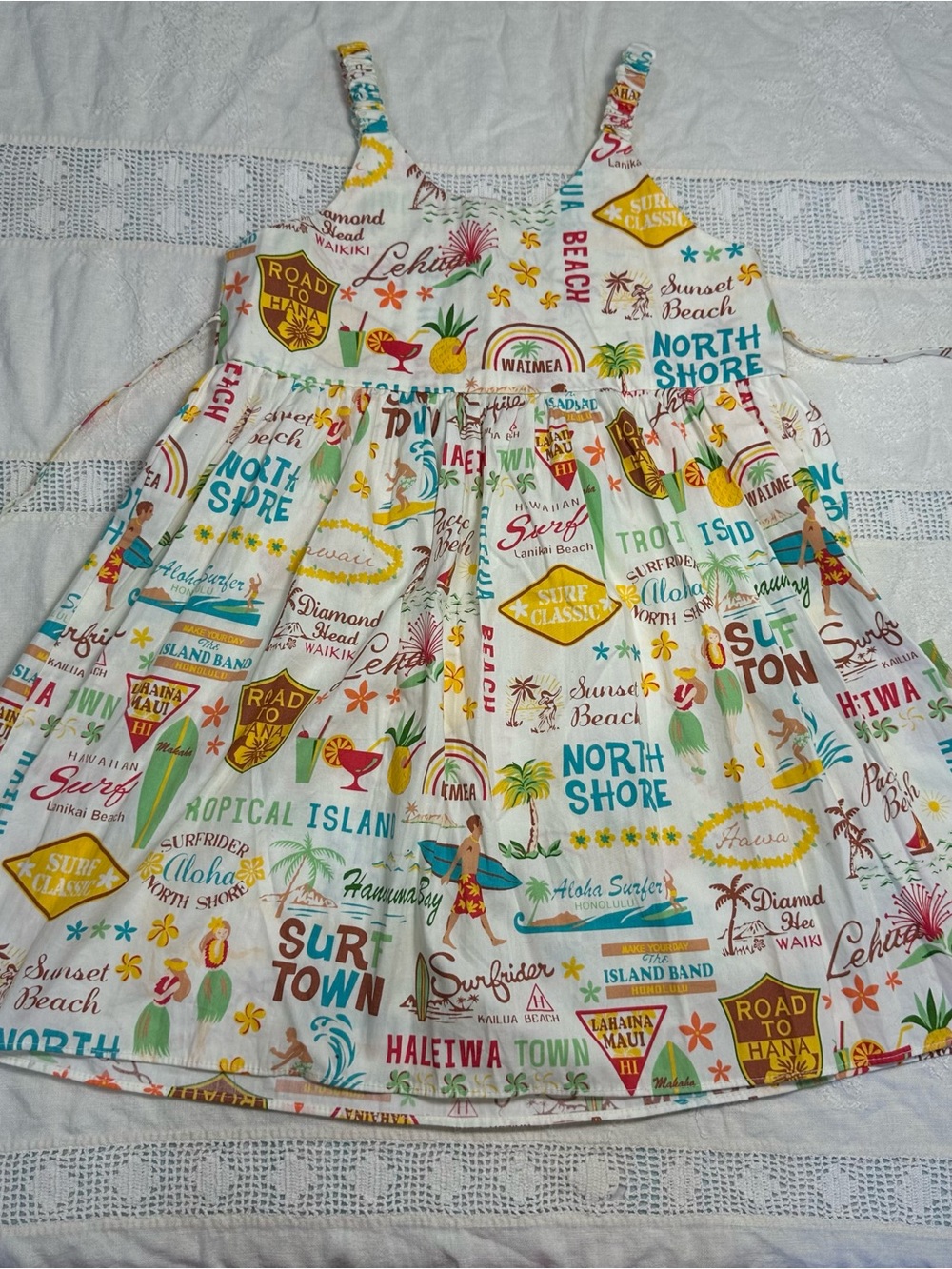Vintage E&K Hawaiian Waikiki North Shore Beach Print Sundress Girls 5/6